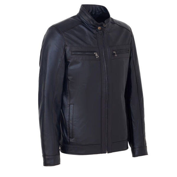 Lacivert Deri Erkek Deri Mont - E25KDM310604-Q3R - 2