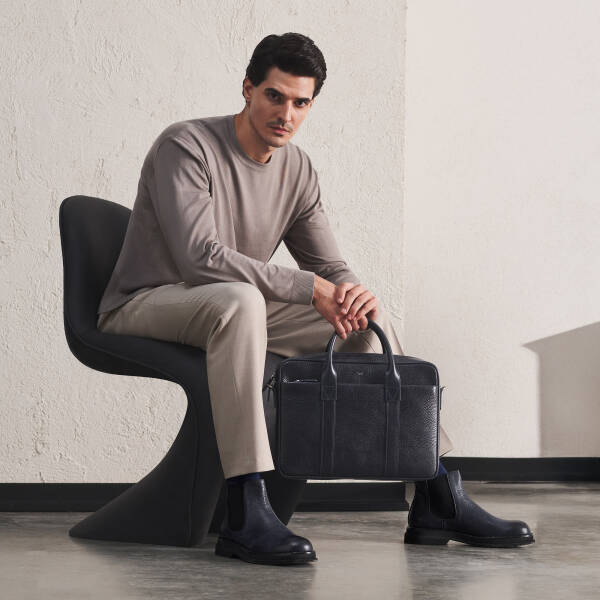 Lacivert Hakiki Deri Erkek Evrak Çantası - S1EV00021429-R0V - 1