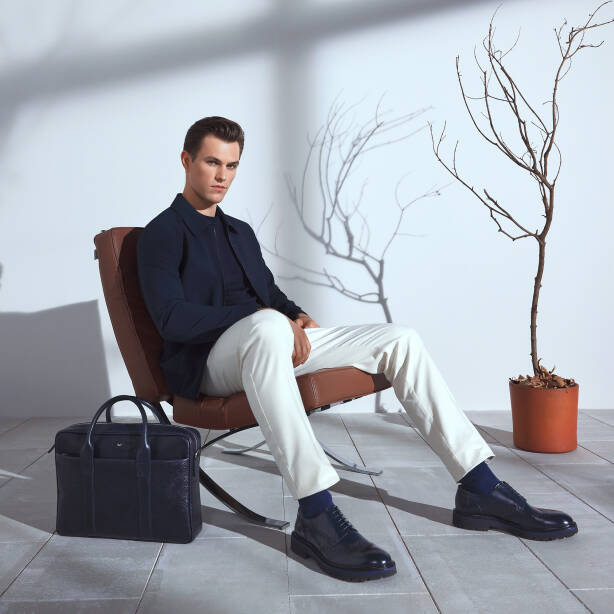 Lacivert Hakiki Deri Erkek Evrak Çantası - S1EV00021429-R0V - 6