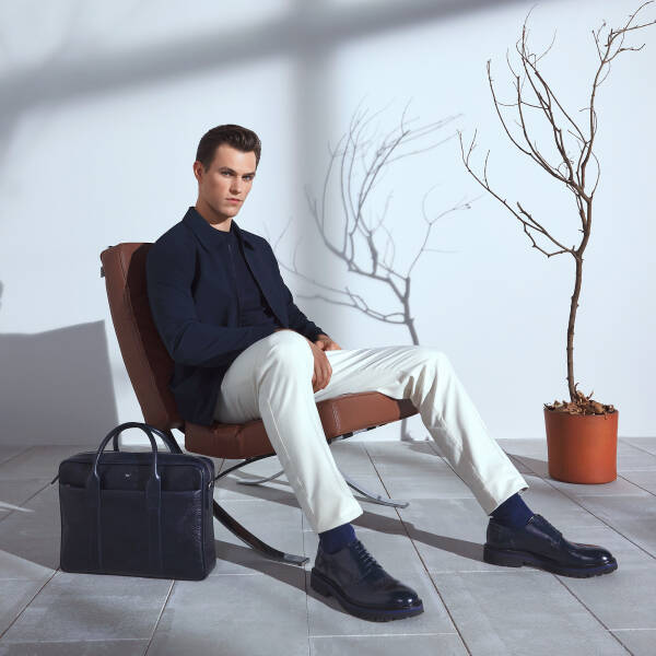 Lacivert Hakiki Deri Erkek Evrak Çantası - S1EV00021429-R0V - 6