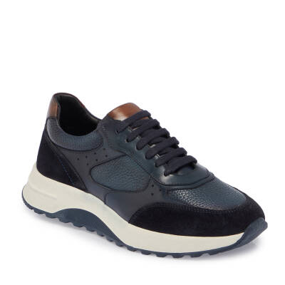  Lacivert Deri Erkek Sneaker - E23S1AY56489-W32 