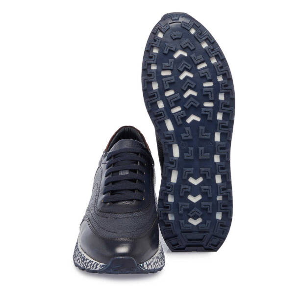 Lacivert Hakiki Deri Erkek Sneaker - E23S1AY56494-A38 - 4
