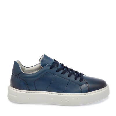  Lacivert Deri Erkek Sneaker - E24I1AY56637-A31 - 3