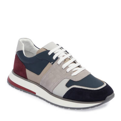  Lacivert Deri Erkek Sneaker - E24I1AY56735-D44 