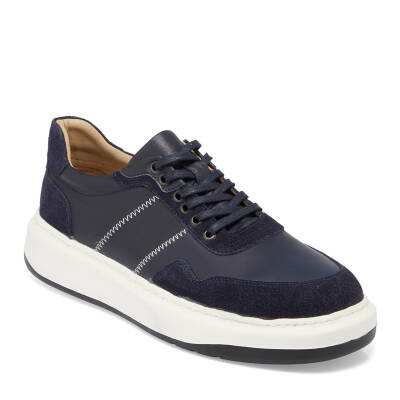  Lacivert Deri Erkek Sneaker - E24I1AY56826-W32 