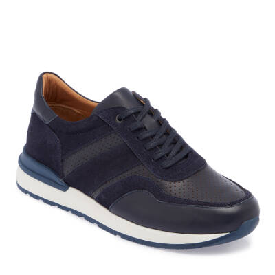  Lacivert Deri Erkek Sneaker - E24I1AY56863-W32 