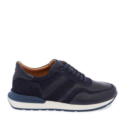  Lacivert Deri Erkek Sneaker - E24I1AY56863-W32 - 3