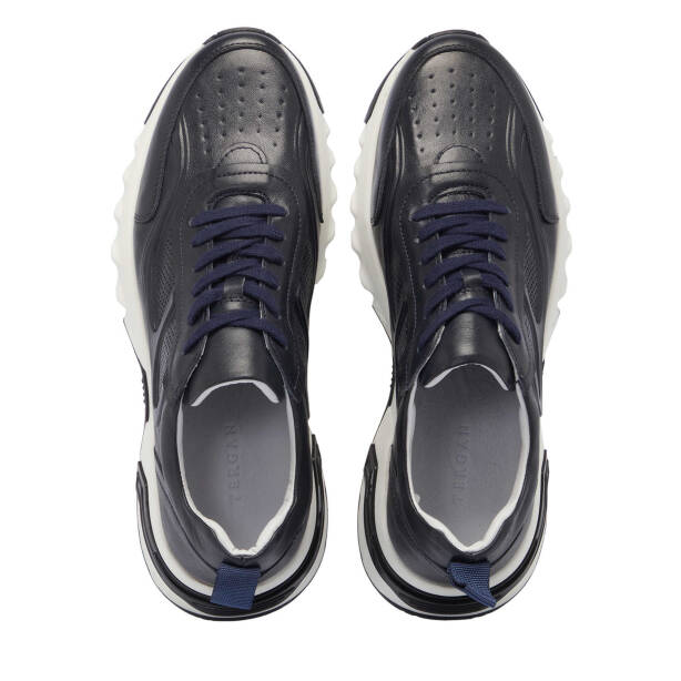 Lacivert Hakiki Deri Erkek Sneaker - E25I1AY57211-A31 - 5