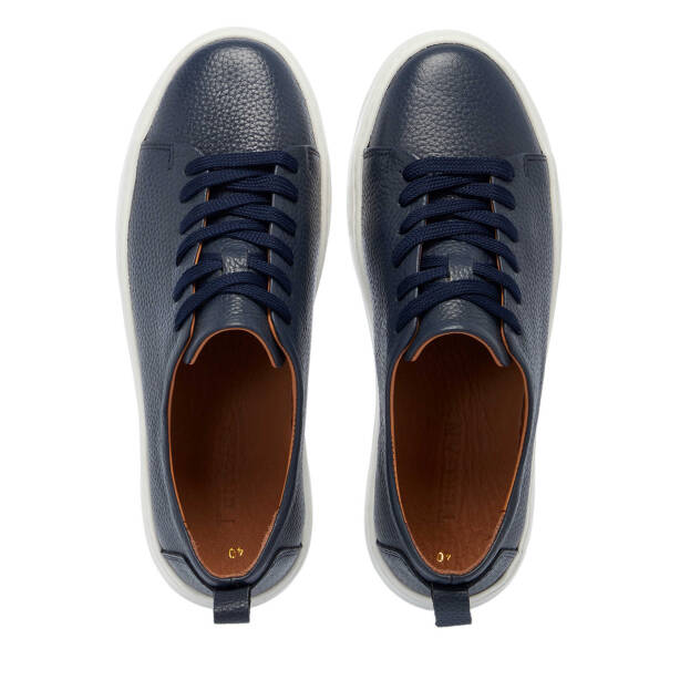 Lacivert Hakiki Deri Erkek Sneaker - E25I1AY57268-A31 - 5