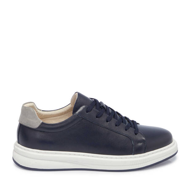 Lacivert Hakiki Deri Erkek Sneaker - E25I1AY57285-A31 - 1