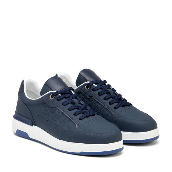 Lacivert Hakiki Deri Erkek Sneaker - E25I1AY57316-A31 - 2