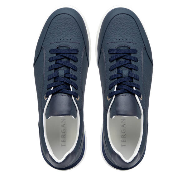Lacivert Hakiki Deri Erkek Sneaker - E25I1AY57316-A31 - 5