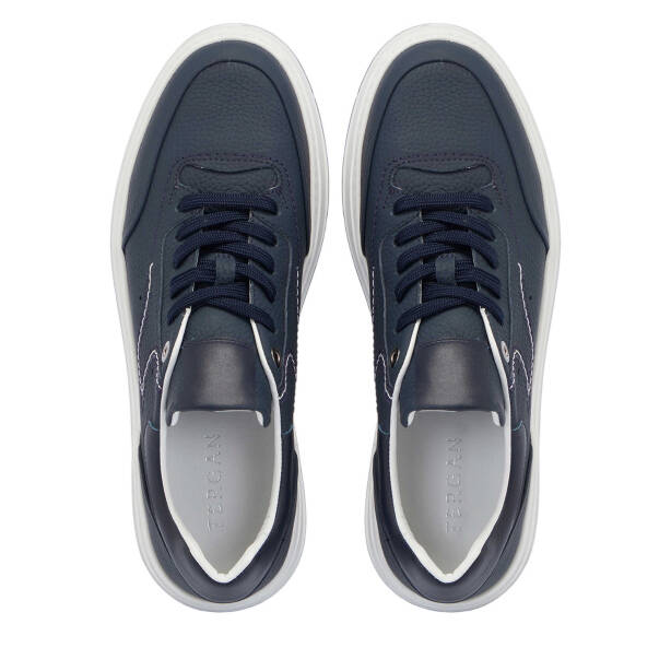 Lacivert Hakiki Deri Erkek Sneaker - E25I1AY57317-A31 - 5