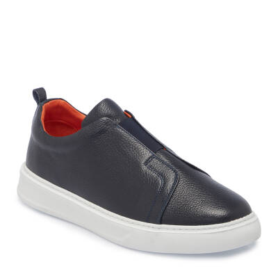  Lacivert Deri Erkek Sneaker - E25I1AY57349-A38 - 1