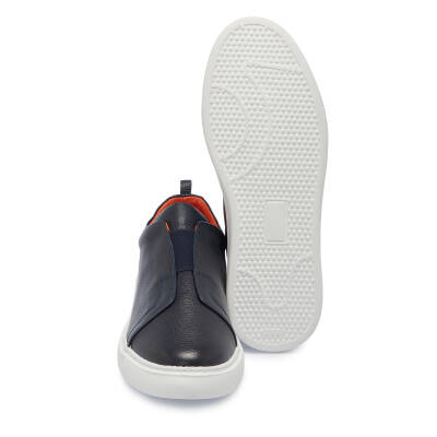  Lacivert Deri Erkek Sneaker - E25I1AY57349-A38 - 4