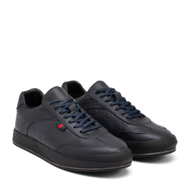 Lacivert Hakiki Deri Erkek Sneaker - E25S1AY57393-A31 - 2
