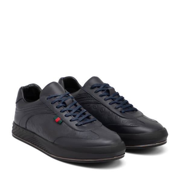 Lacivert Hakiki Deri Erkek Sneaker - E25S1AY57393-A31 - 2