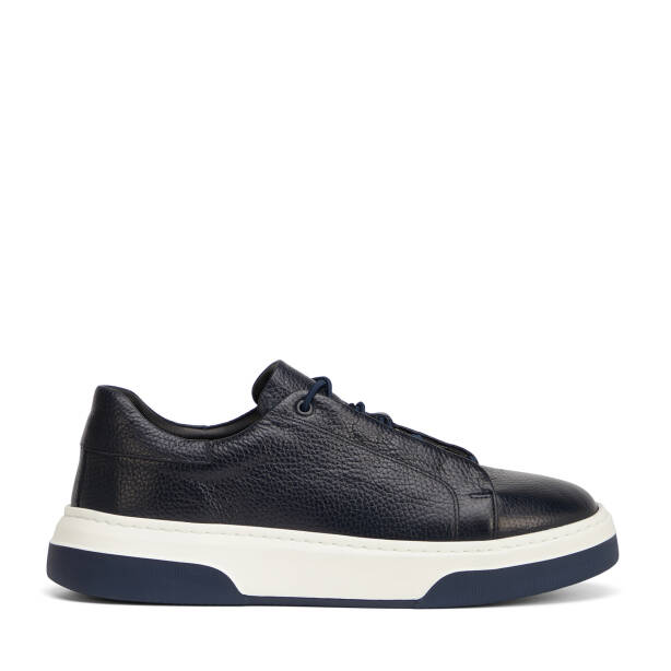 Lacivert Hakiki Deri Erkek Sneaker - E25S1AY57424-A38 - 1
