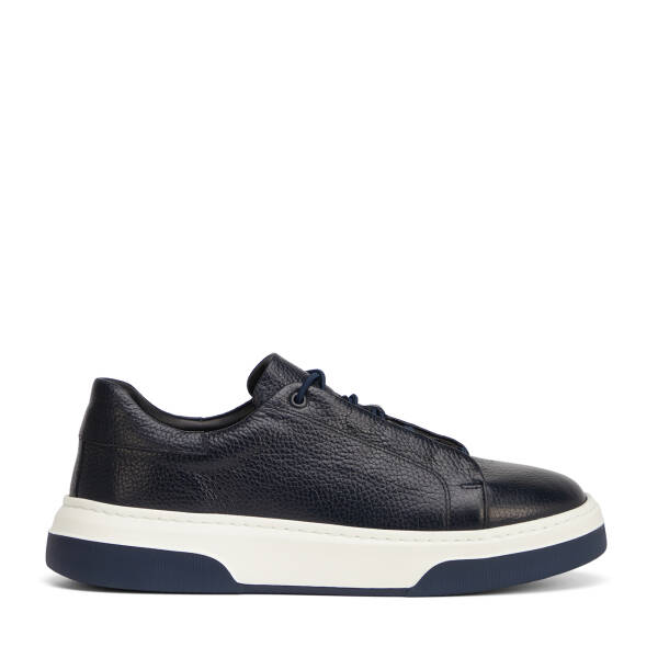 Lacivert Hakiki Deri Erkek Sneaker - E25S1AY57424-A38 - 1
