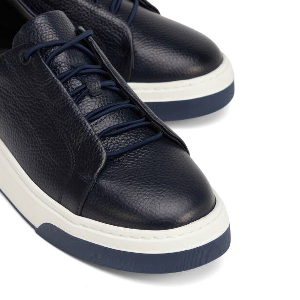 Lacivert Hakiki Deri Erkek Sneaker - E25S1AY57424-A38 - 3