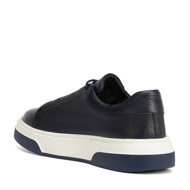 Lacivert Hakiki Deri Erkek Sneaker - E25S1AY57424-A38 - 4