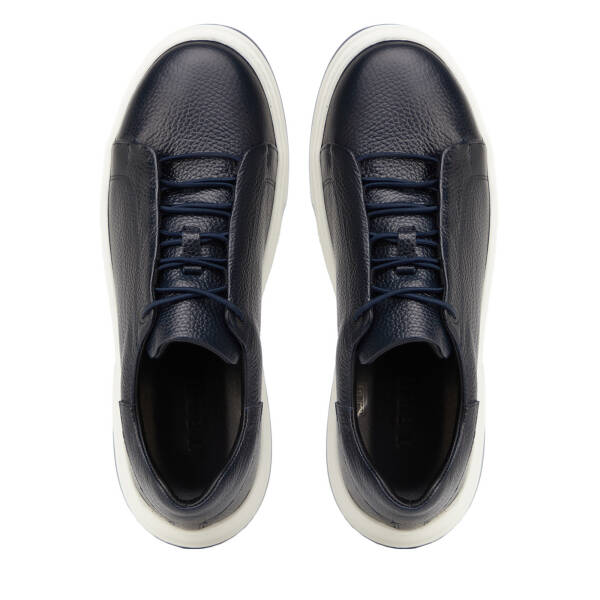 Lacivert Hakiki Deri Erkek Sneaker - E25S1AY57424-A38 - 5