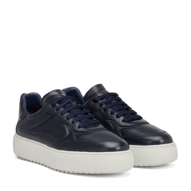 Lacivert Hakiki Deri Erkek Sneaker - E25S1AY57482-A38 - 2