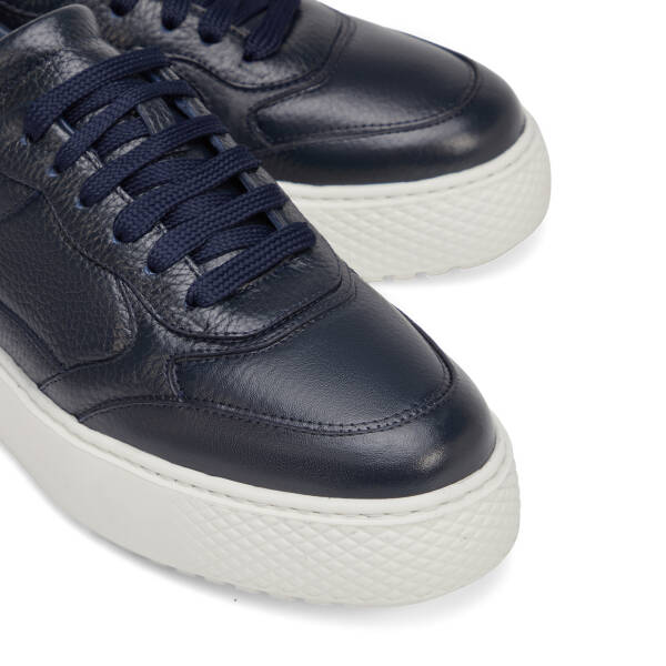 Lacivert Hakiki Deri Erkek Sneaker - E25S1AY57482-A38 - 3