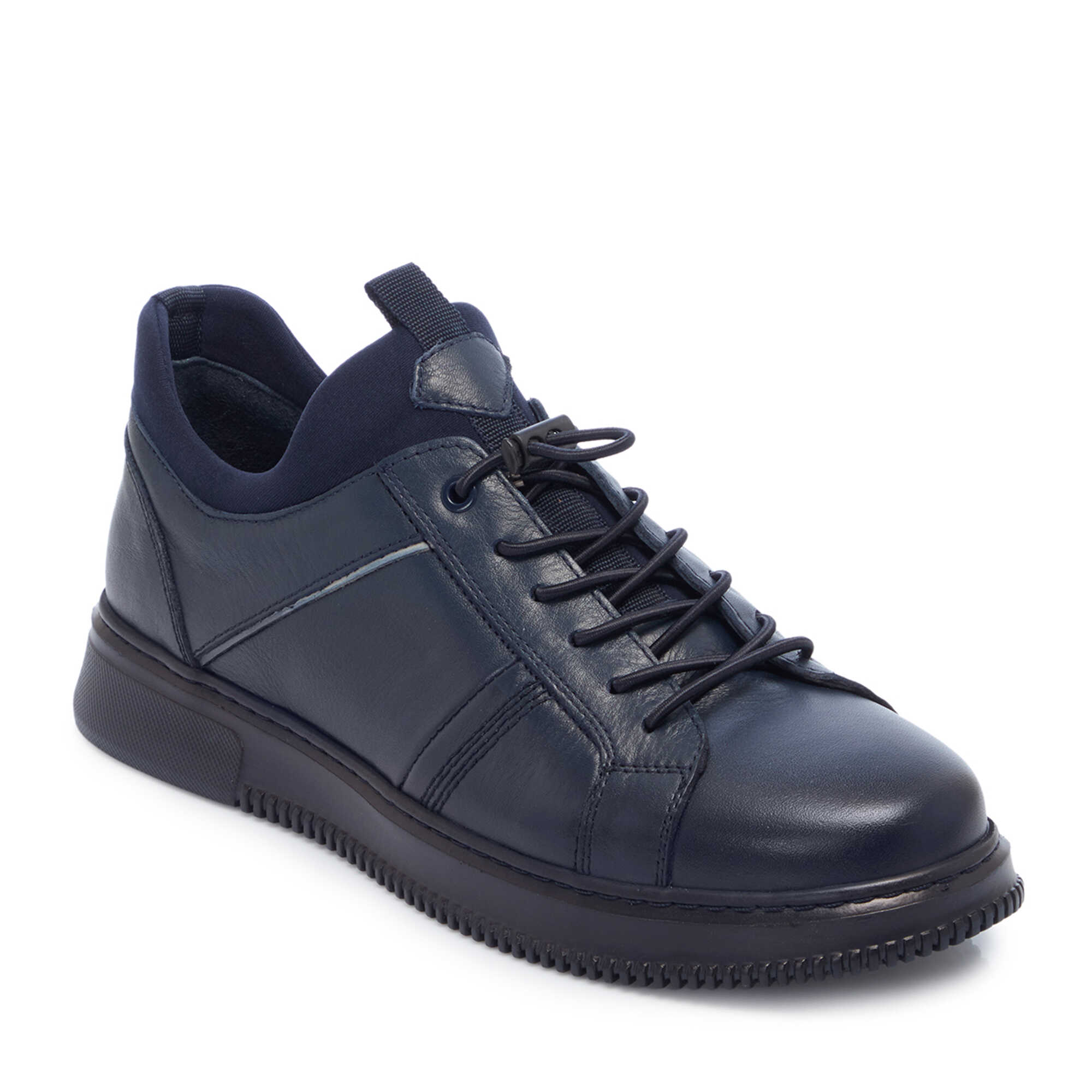 Lacivert Hakiki Deri Erkek Sneaker - E25S1AY57543-A31