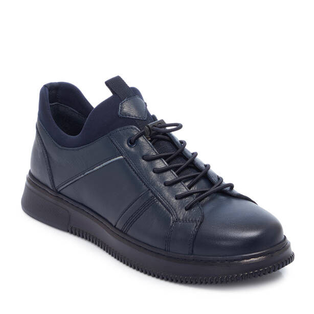 Lacivert Hakiki Deri Erkek Sneaker - E25S1AY57543-A31 