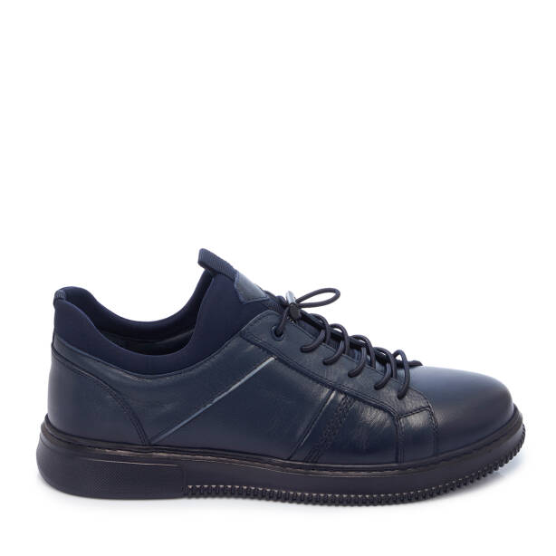 Lacivert Hakiki Deri Erkek Sneaker - E25S1AY57543-A31 - 3