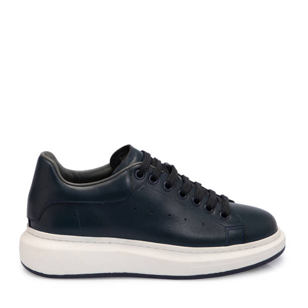 Lacivert Hakiki Deri Erkek Sneaker - E25S1AY57669-A31 - Tergan
