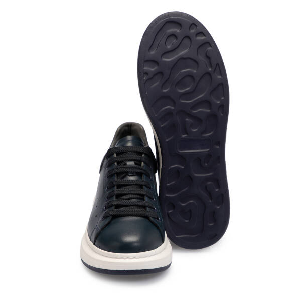 Lacivert Hakiki Deri Erkek Sneaker - E25S1AY57669-A31 - 4