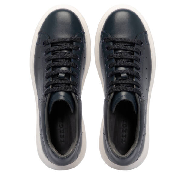 Lacivert Hakiki Deri Erkek Sneaker - E25S1AY57669-A31 - Tergan