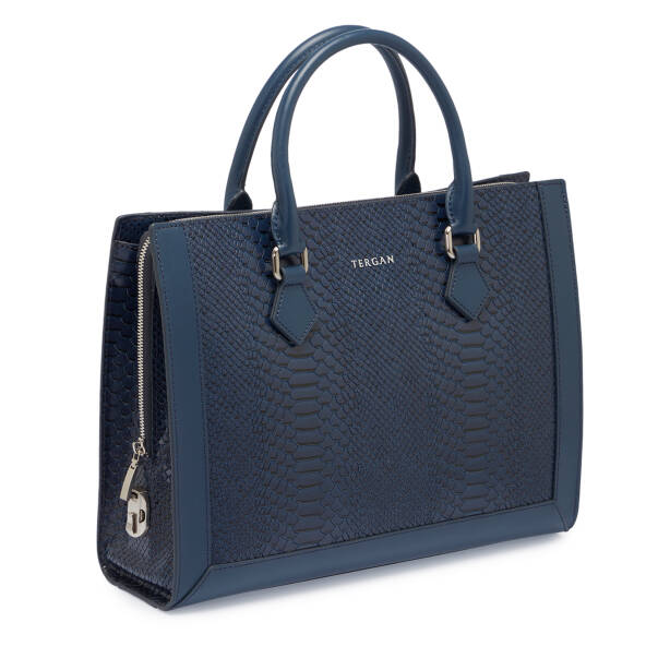 Lacivert Hakiki Deri Kadın Evrak Çantası - S1EV00021380-D6J - Tergan