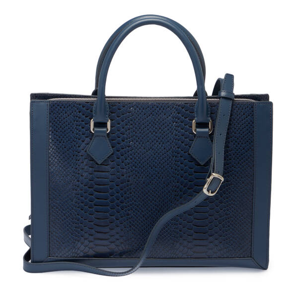 Lacivert Hakiki Deri Kadın Evrak Çantası - S1EV00021380-D6J - 3