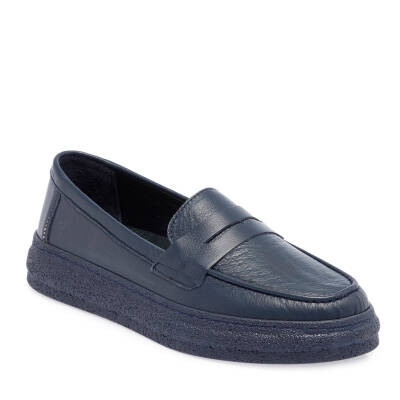  Lacivert Deri Kadın Loafer - K23S1AY66802-A31 