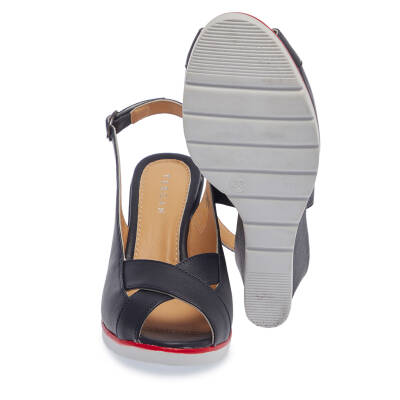 Lacivert Deri Kadın Sandalet - K24Y1SN67278-A31 - 4
