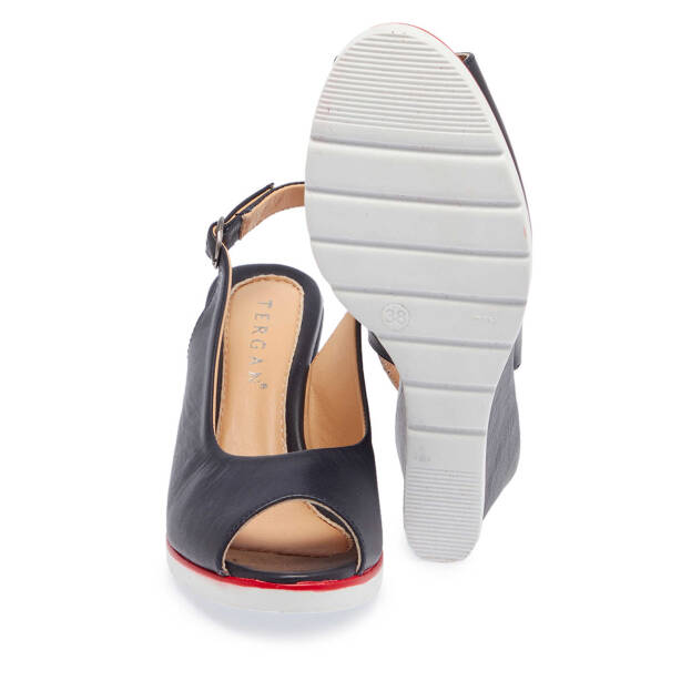 Lacivert Hakiki Deri Kadın Sandalet - K25Y1SN67754-A31 - 4