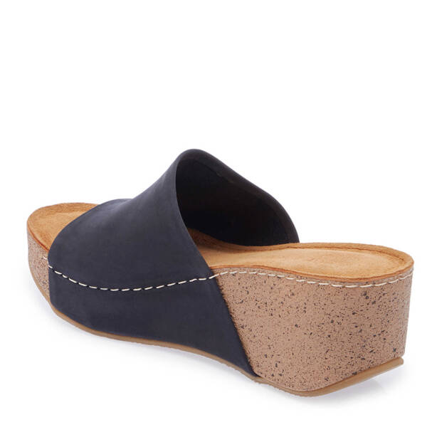 Lacivert Hakiki Deri Kadın Terlik - K25Y1TR67998-C5R - 3