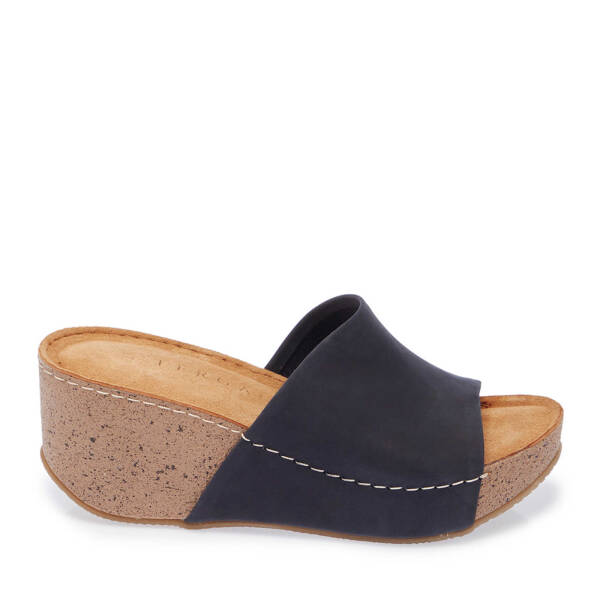 Lacivert Hakiki Deri Kadın Terlik - K25Y1TR67998-C5R - 1