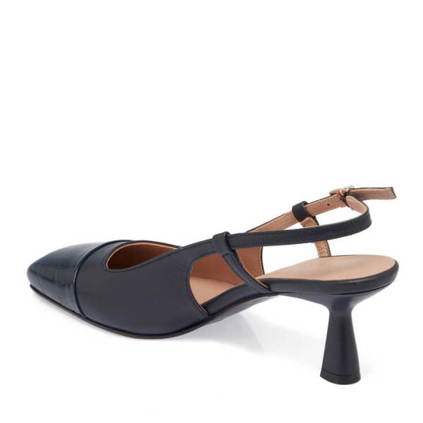 Lacivert Deri Kadın Topuklu Ayakkabı - K24I1AY67170-O15 - 2