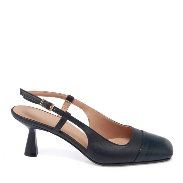 Lacivert Deri Kadın Topuklu Ayakkabı - K24I1AY67170-O15 - 3