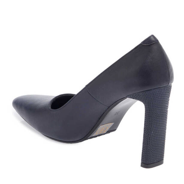 Lacivert Deri Kadın Topuklu Ayakkabı - K24I1AY67469-A31 - 2