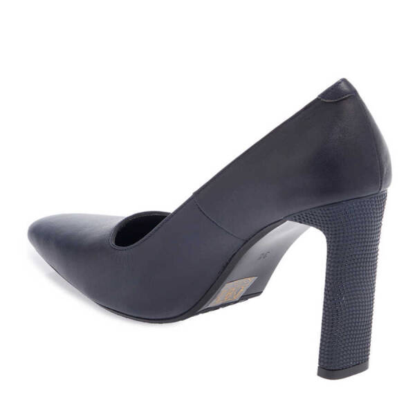 Lacivert Deri Kadın Topuklu Ayakkabı - K24I1AY67469-A31 - 2