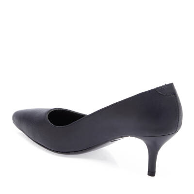  Lacivert Deri Kadın Topuklu Ayakkabı - K24I1AY67479-A31 - 2