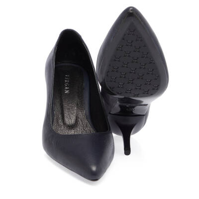  Lacivert Deri Kadın Topuklu Ayakkabı - K24I1AY67479-A31 - 4