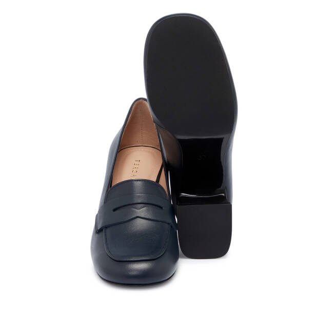 Lacivert Deri Kadın Topuklu Ayakkabı - K25S1AY68129-A31 - 4