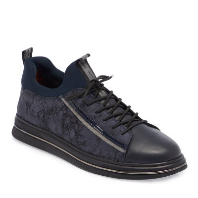  Lacivert Deri-Tekstil Erkek Sneaker - E23S1AY56393-A31 