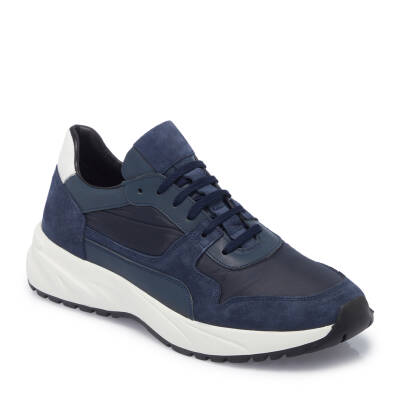 Lacivert Deri-Tekstil Erkek Sneaker - E24I1AY56712-D44 